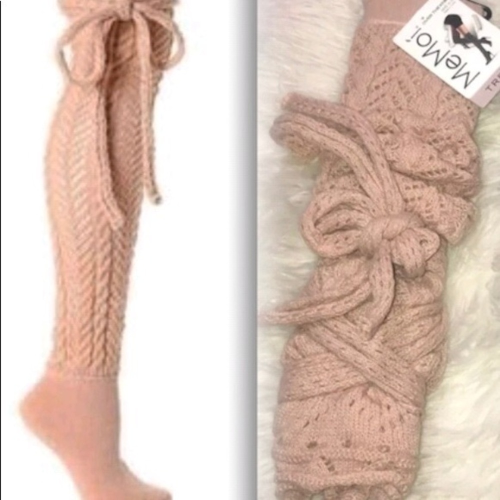 NO OFFERS 🧸Memoi bow over knee pointelle new blush pink OUR LAST PAIR